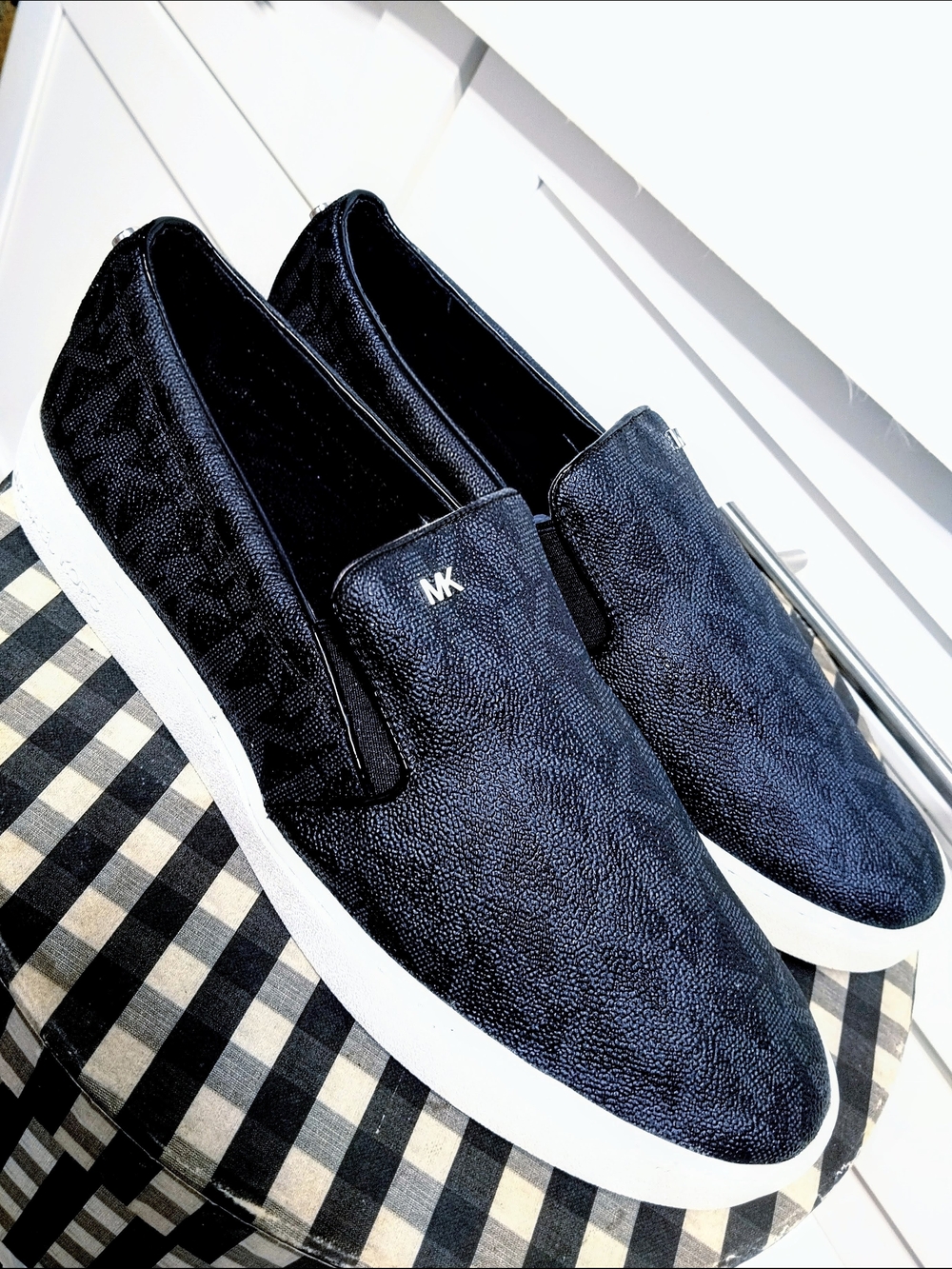 Michael Kors Men's Black Slip-On MK Logo Sneakers